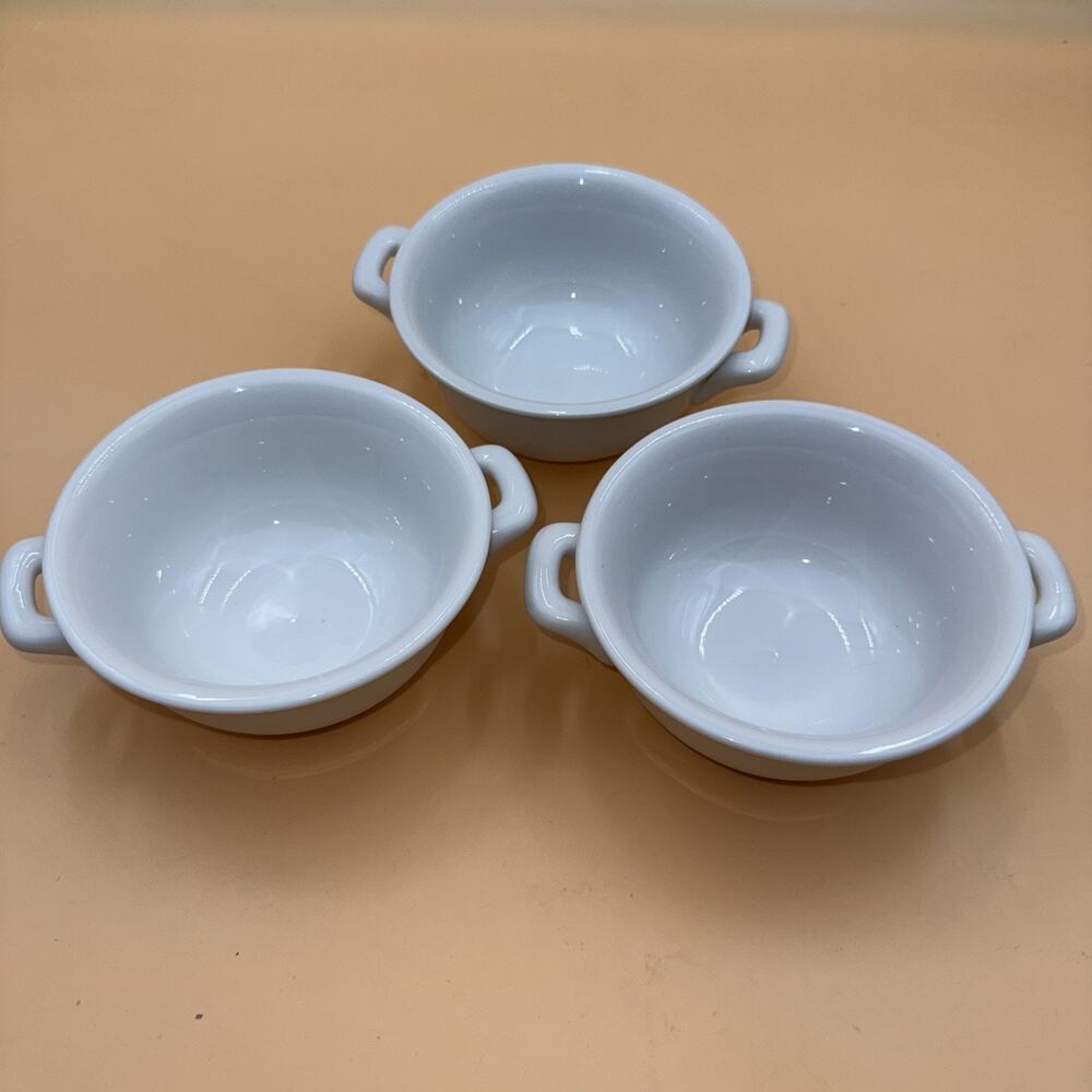 Set of 3 Food Network Double Handle Soup Cereal Bowls 5”